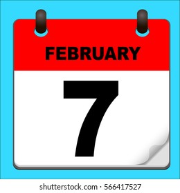 Calendar icon vector. calendar with date february 7