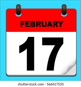 Calendar icon vector. calendar with date february 17