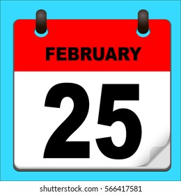 Calendar icon vector. calendar with date february 25