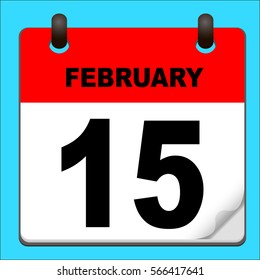Calendar icon vector. calendar with date february 15