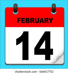 Calendar icon vector. calendar with date february 14