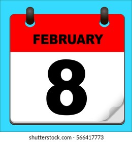 Calendar icon vector. calendar with date february 8