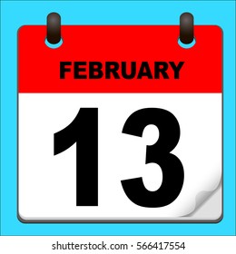 Calendar icon vector. calendar with date february13