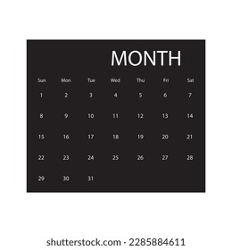 Vector de icono de calendario. signo de ilustración de fecha. símbolo de mes. logotipo del día de la semana.