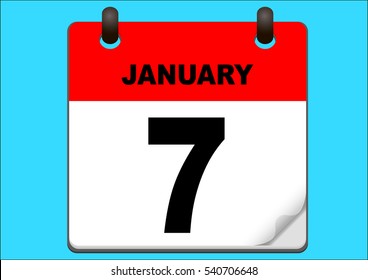 Calendar icon vector. calendar with date january 7