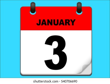 Calendar icon vector. calendar with date january 3