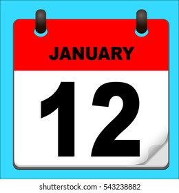 Calendar icon vector. calendar with date january 12