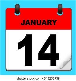 Calendar icon vector. calendar with date january 14