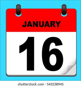 Calendar icon vector. calendar with date january 16
