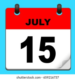 Calendar icon vector. calendar with date JULY 15