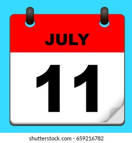 Calendar icon vector. calendar with date JULY 11