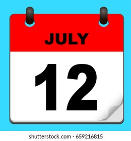Calendar icon vector. calendar with date JULY 12