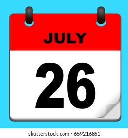 Calendar icon vector. calendar with date JULY 26