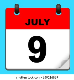Calendar icon vector. calendar with date JULY 9
