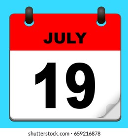 Calendar icon vector. calendar with date JULY 19