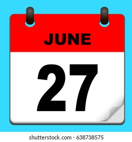 Calendar icon vector. calendar with date june 27