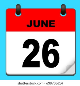 Calendar icon vector. calendar with date june 26
