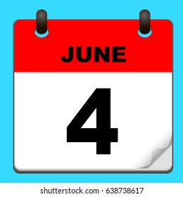 Calendar icon vector. calendar with date june 4