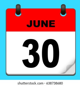 Calendar icon vector. calendar with date june 30