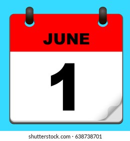 Calendar icon vector. calendar with date june 1