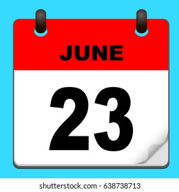 Calendar icon vector. calendar with date june 23