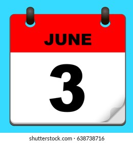 Calendar icon vector. calendar with date june 3