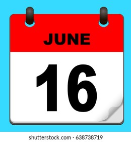 Calendar icon vector. calendar with date june 16