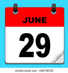 Calendar icon vector. calendar with date june 29