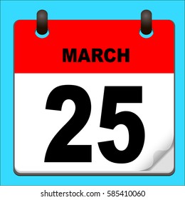 Calendar icon vector. calendar with date march 25