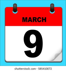 Calendar icon vector. calendar with date march 9