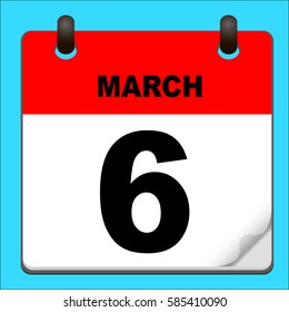 Calendar icon vector. calendar with date march 6