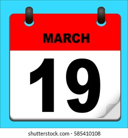Calendar icon vector. calendar with date march 19