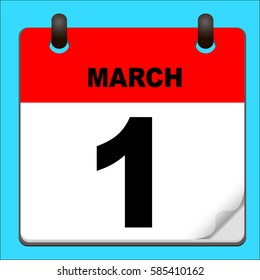 Calendar icon vector. calendar with date march 1