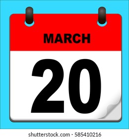 Calendar icon vector. calendar with date march 20