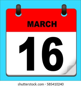 Calendar icon vector. calendar with date march 16