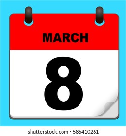 Calendar icon vector. calendar with date march 8