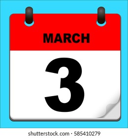 Calendar icon vector. calendar with date march 3