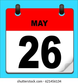 Calendar icon vector. calendar with date may 26