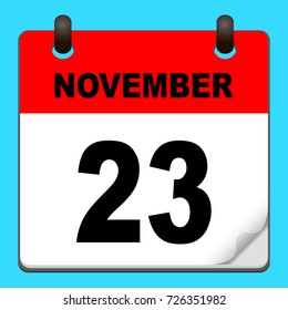 Calendar icon vector. calendar with date november 23
