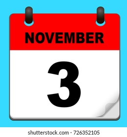 Calendar icon vector. calendar with date november 3