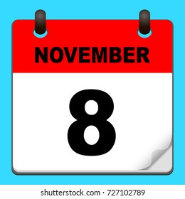 Calendar icon vector. calendar with date november 8