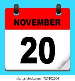 Calendar icon vector. calendar with date november 20