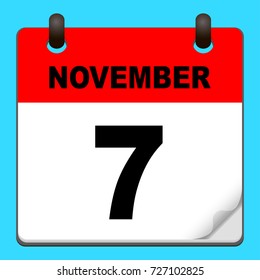 Calendar icon vector. calendar with date november 7
