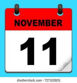 Calendar icon vector. calendar with date november 11