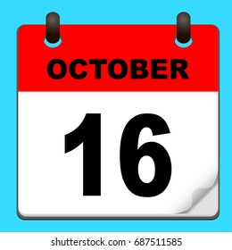 Calendar icon vector. calendar with date october 16