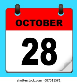 Calendar icon vector. calendar with date october 28