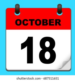 Calendar icon vector. calendar with date october 18