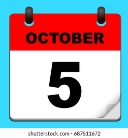 Calendar icon vector. calendar with date october 5
