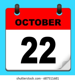 Calendar icon vector. calendar with date october 22