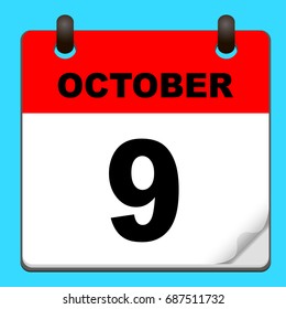Calendar icon vector. calendar with date october 9
